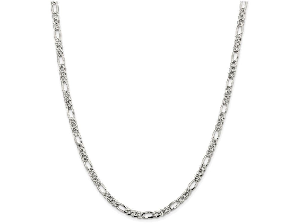 FJC Finejewelers 16 Inch Sterling Silver 4.75mm Pave Flat Figaro Chain Necklace