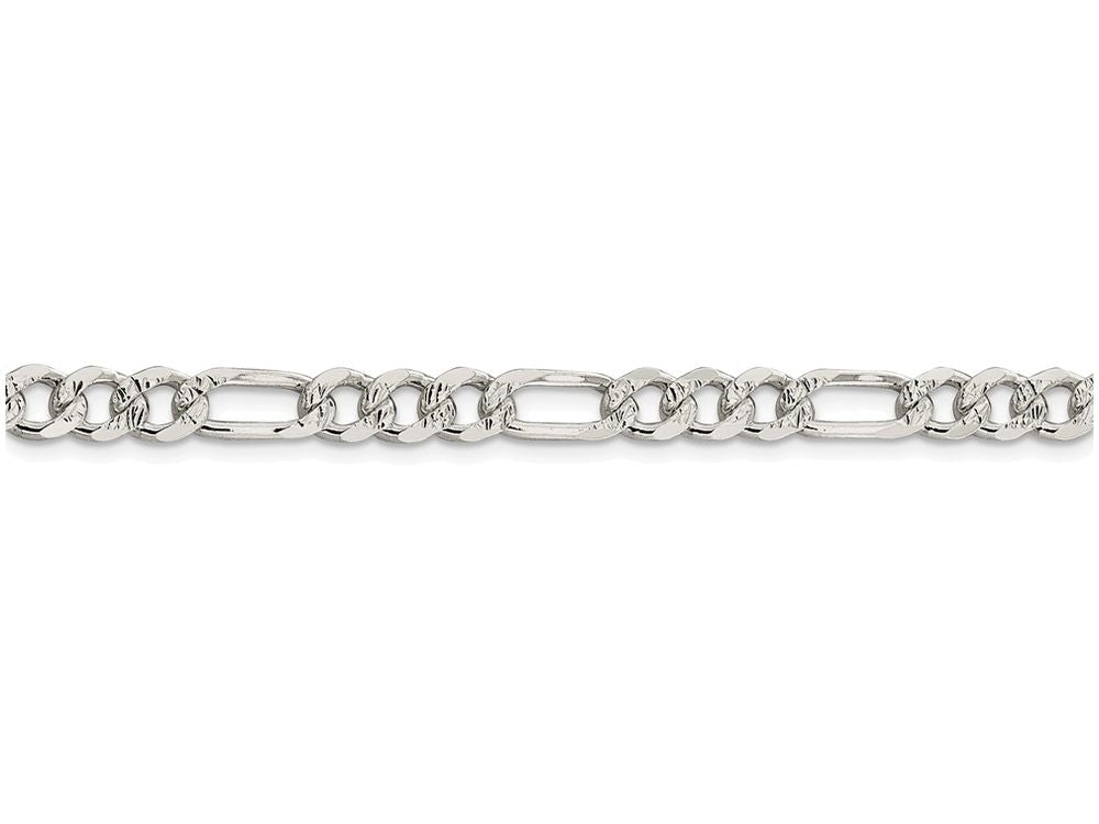 FJC Finejewelers 16 Inch Sterling Silver 5.5mm Pave Flat Figaro Chain Necklace