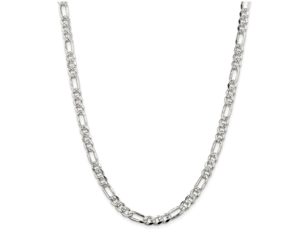 FJC Finejewelers 16 Inch Sterling Silver 5.5mm Pave Flat Figaro Chain Necklace
