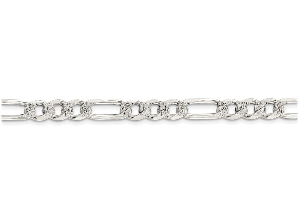FJC Finejewelers 16 Inch Sterling Silver 7mm Pave Flat Figaro Chain Necklace