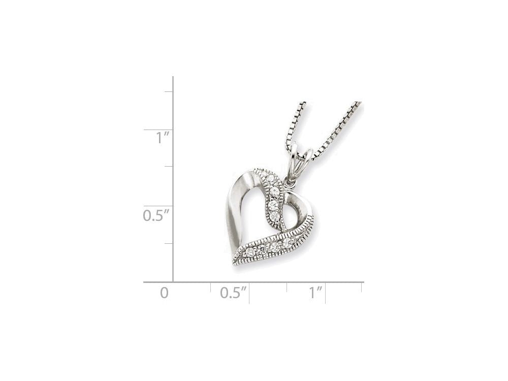 FJC Finejewelers Sterling Silver Cubic Zirconia Heart Pendant On 16 Box Chain Necklace
