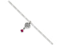 FJC Finejewelers Sterling Silver Antiqued Dark Pink Crystals Dangling Hearts Anklet