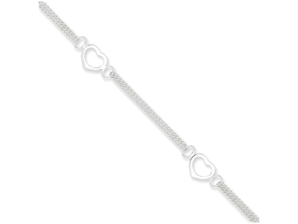 FJC Finejewelers Sterling Silver 10inch Polished Heart Anklet