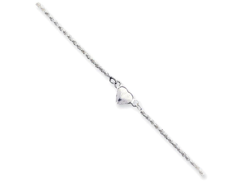 FJC Finejewelers Sterling Silver Puffed Heart Anklet