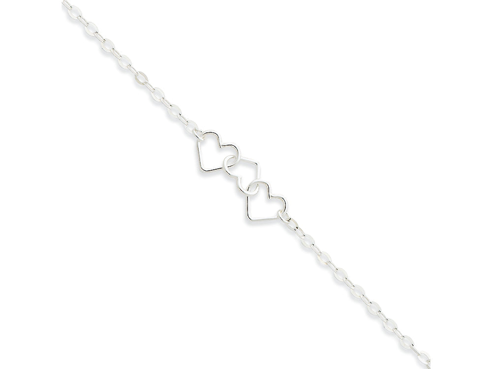 FJC Finejewelers Sterling Silver 10inch Solid Polished Fancy Heart Link Anklet