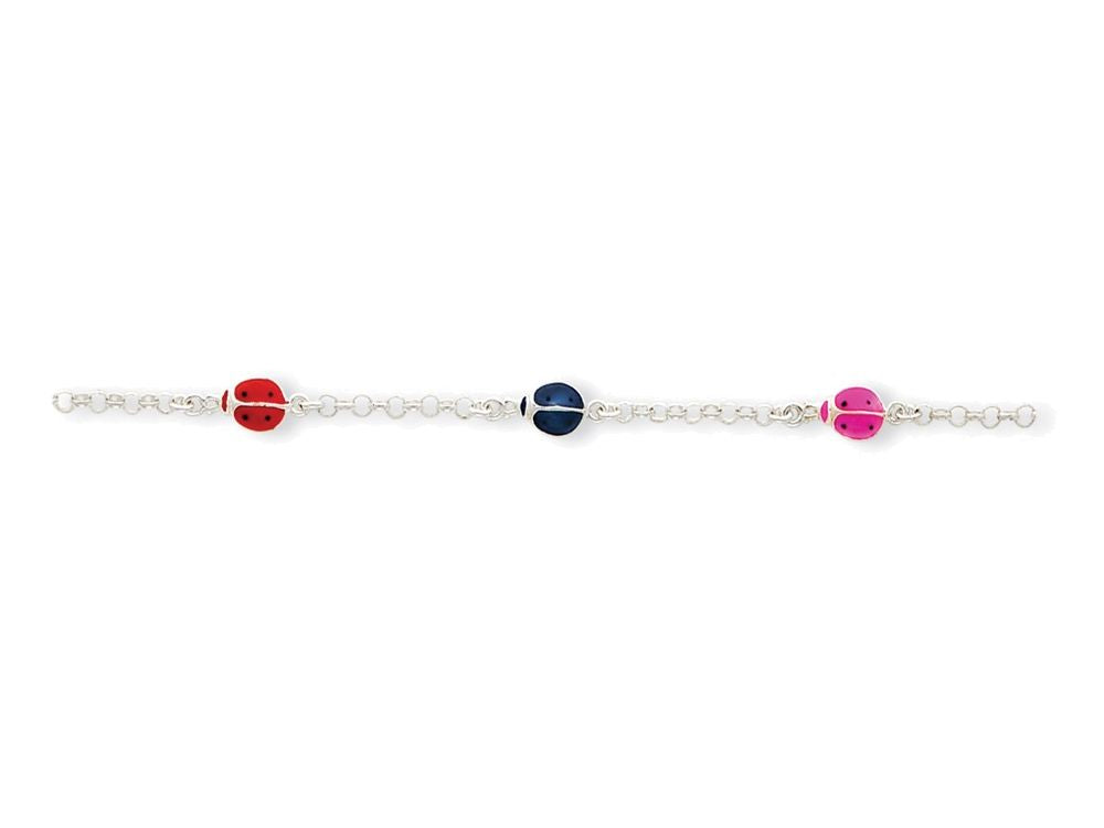 FJC Finejewelers Sterling Silver Enamealed Ladybug Childs Bracelet