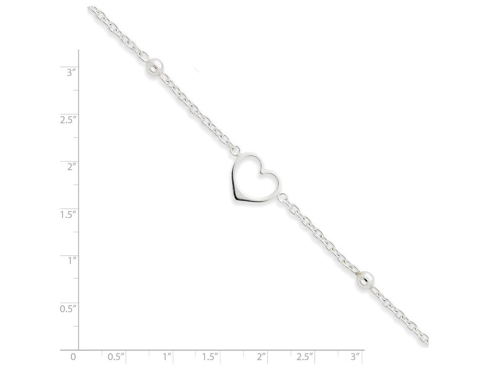 FJC Finejewelers Sterling Silver Heart Anklet