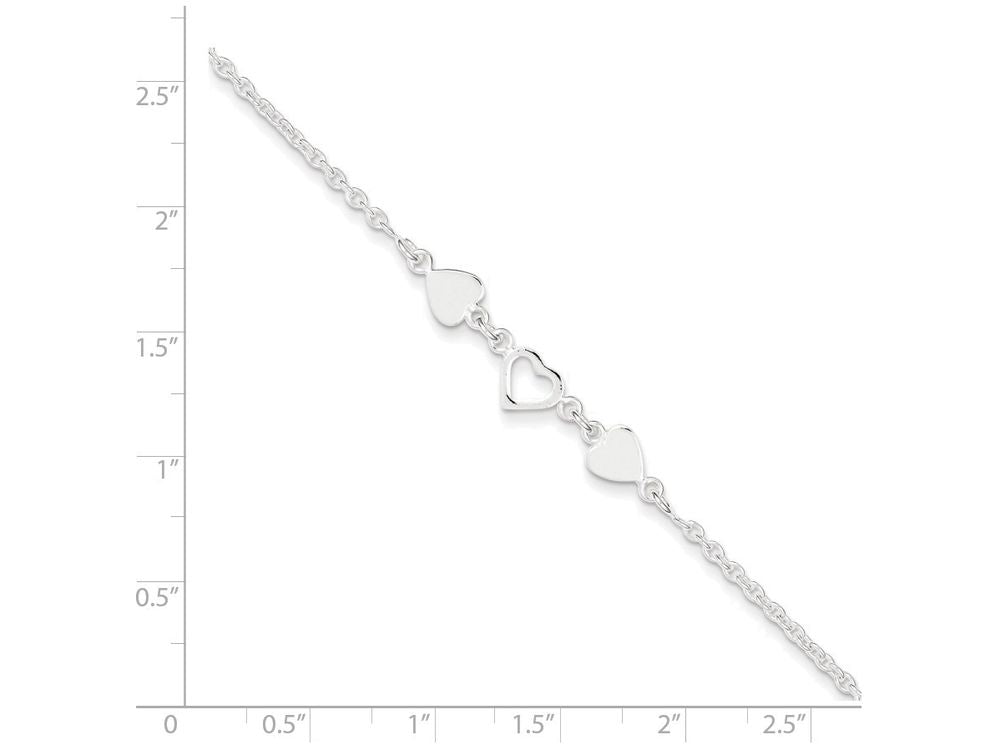 FJC Finejewelers Sterling Silver 9 Heart Link Anklet (Smaller Ankles)