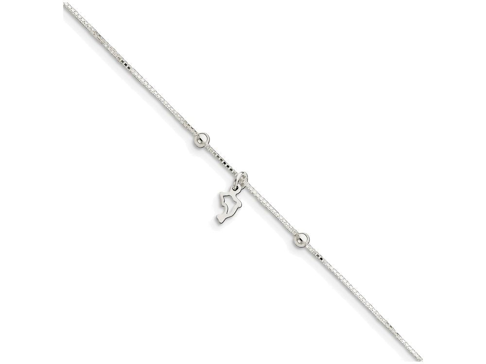 FJC Finejewelers Sterling Silver Box Chain With Dolphin Anklet