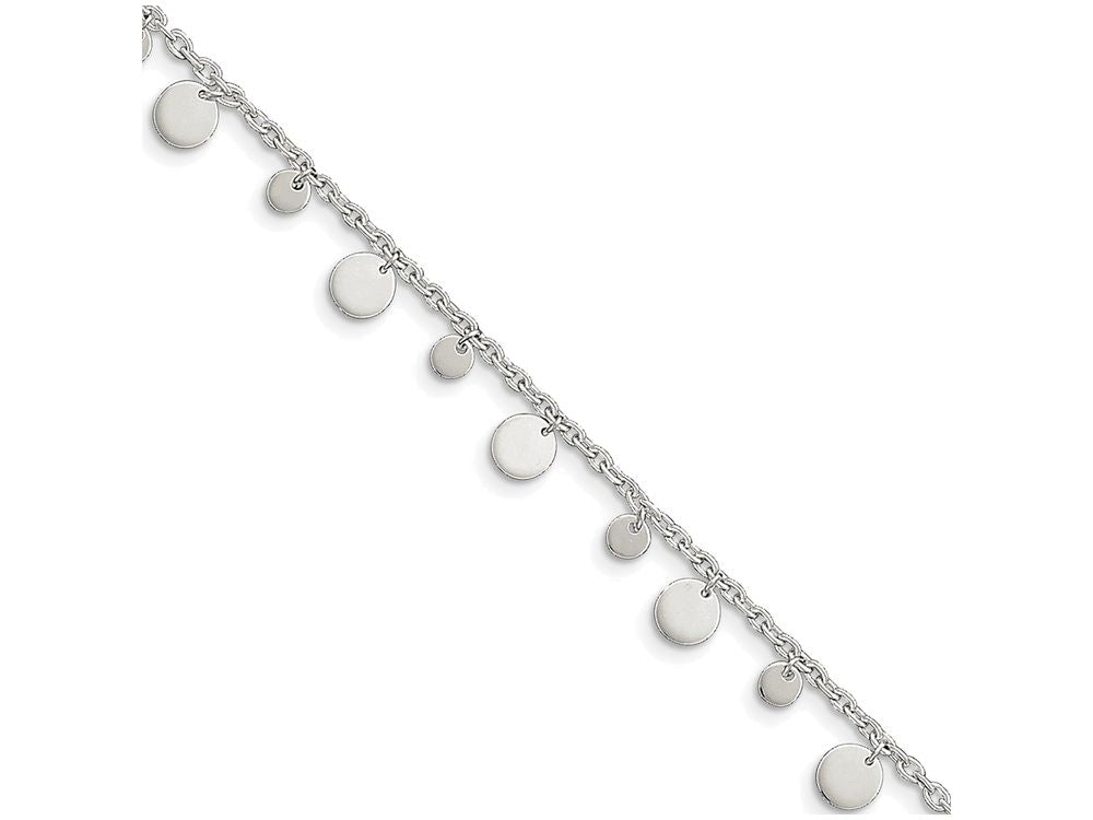 FJC Finejewelers Sterling Silver Dangling Circle and Heart Anklet