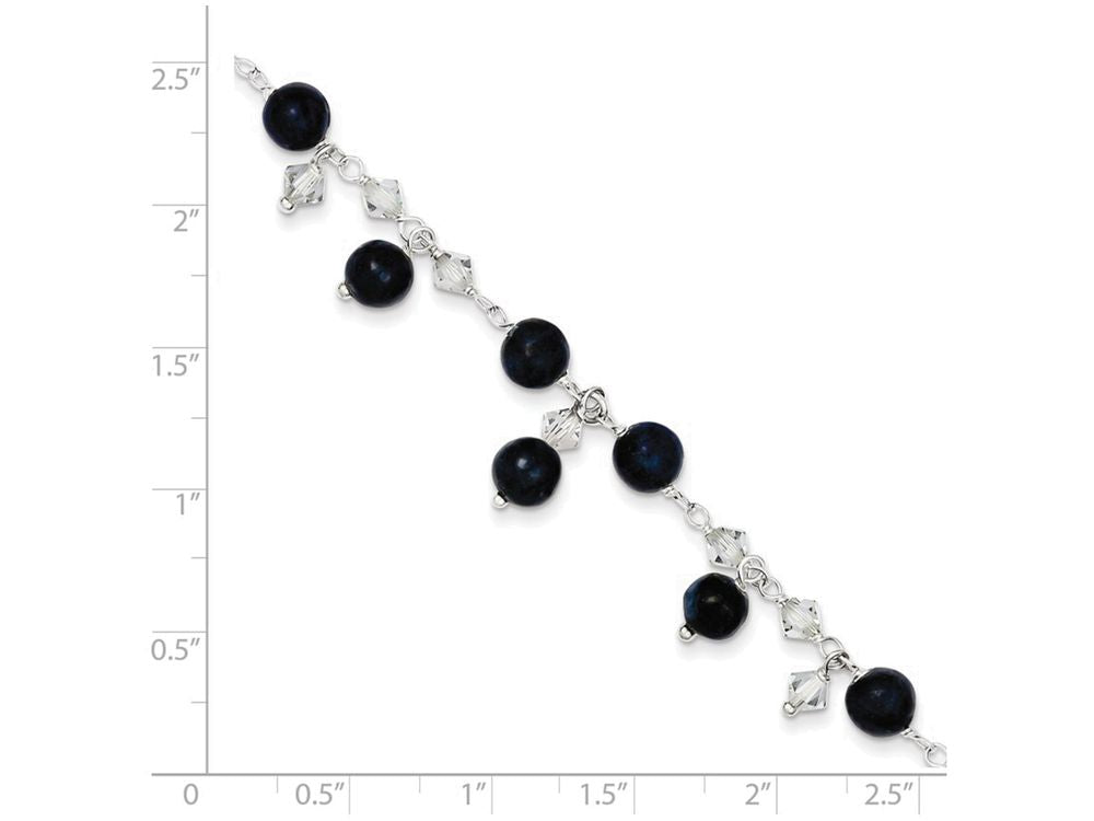 FJC Finejewelers Sterling Silver Shadow Crystal/lapis Anklet Bracelet