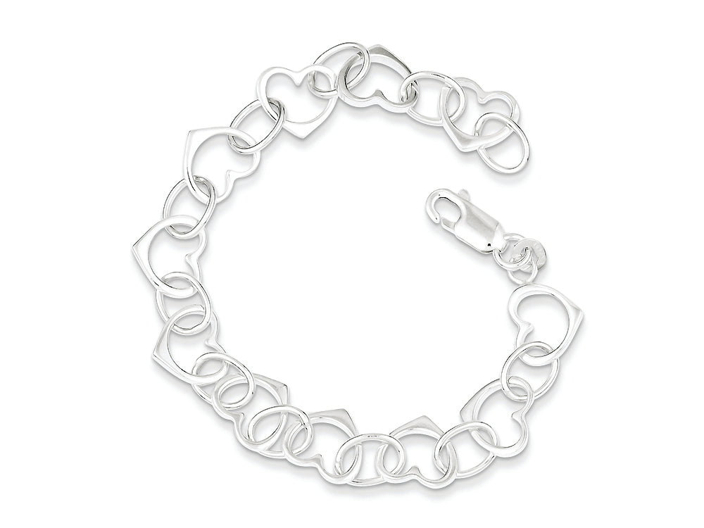 FJC Finejewelers Sterling Silver Heart Link Bracelet