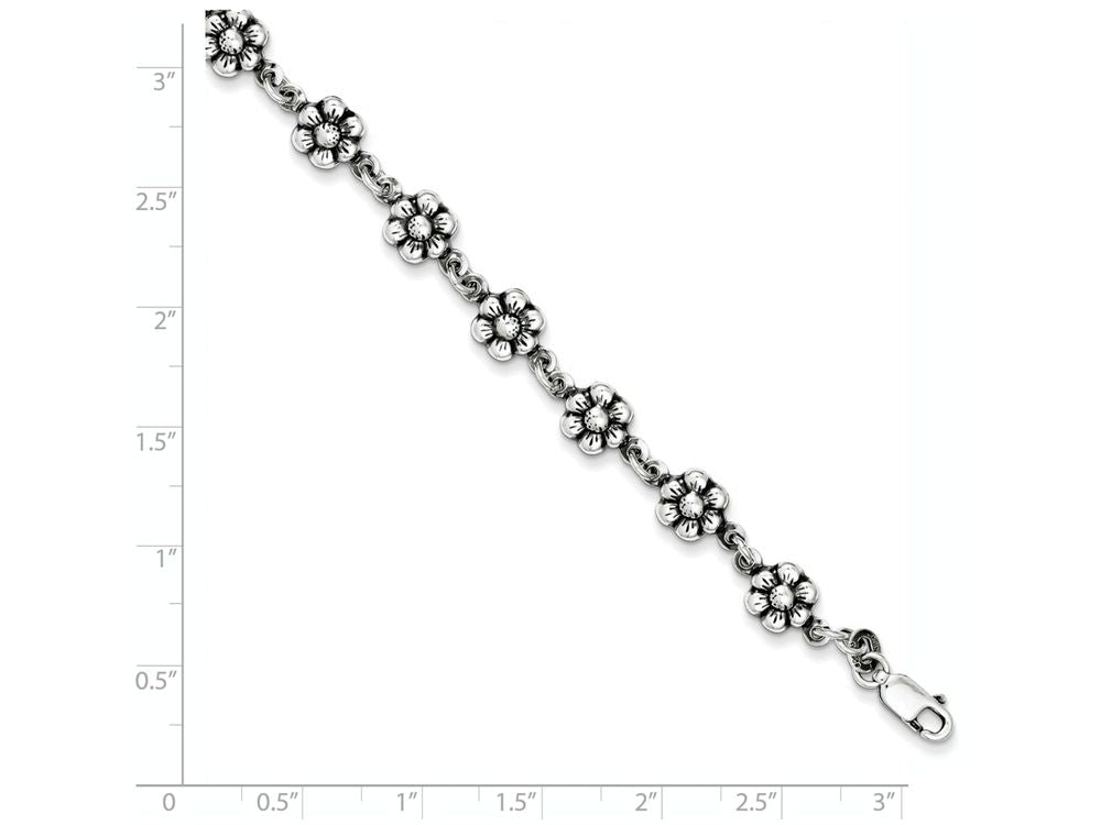 FJC Finejewelers Sterling Silver Flower Charm Bracelet