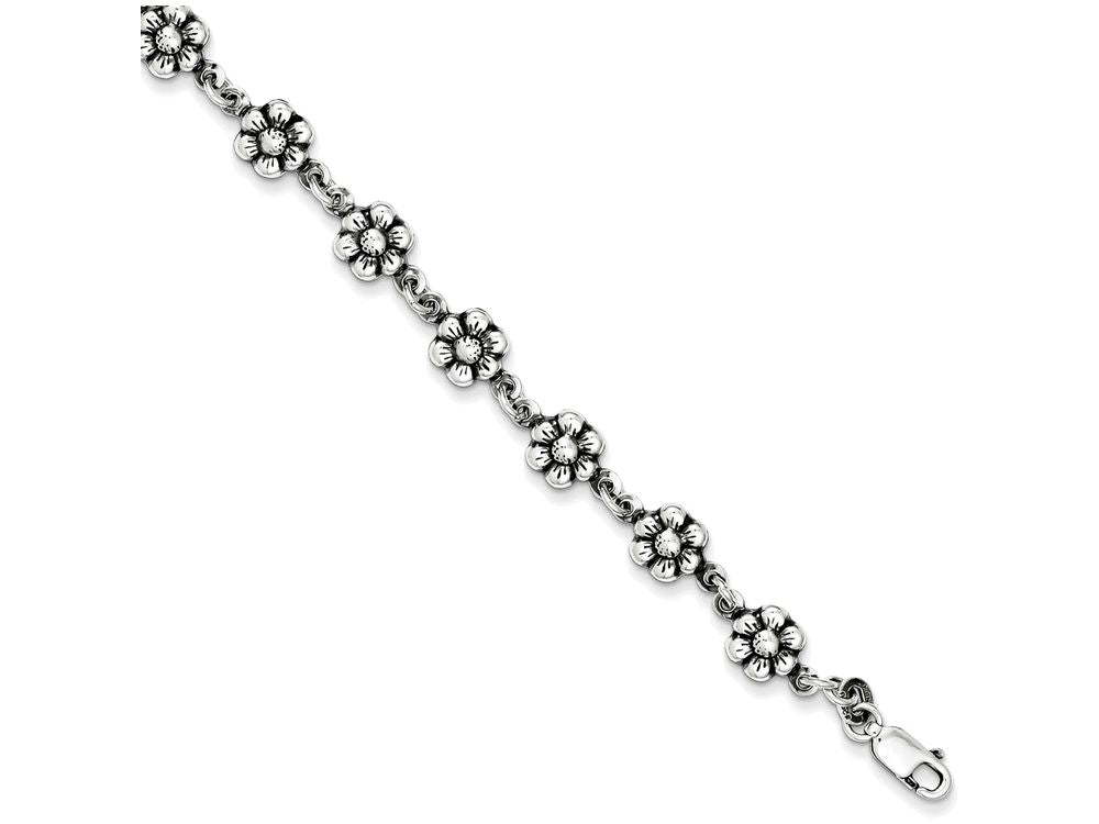 FJC Finejewelers Sterling Silver Flower Charm Bracelet