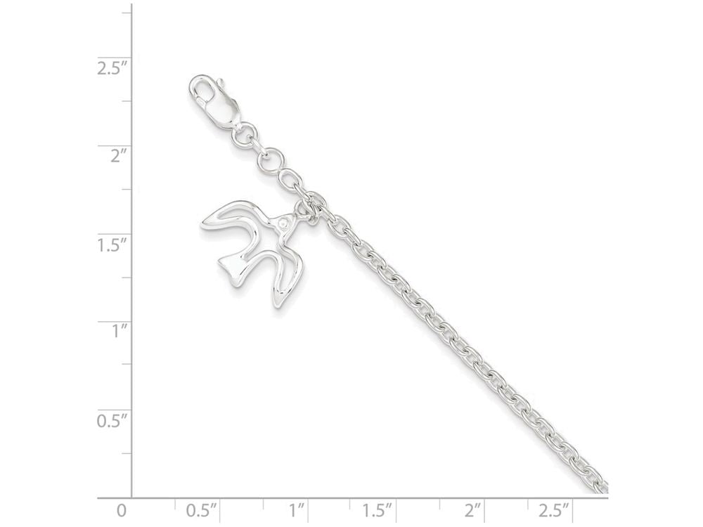 FJC Finejewelers Sterling Silver Dove Charm Bracelet