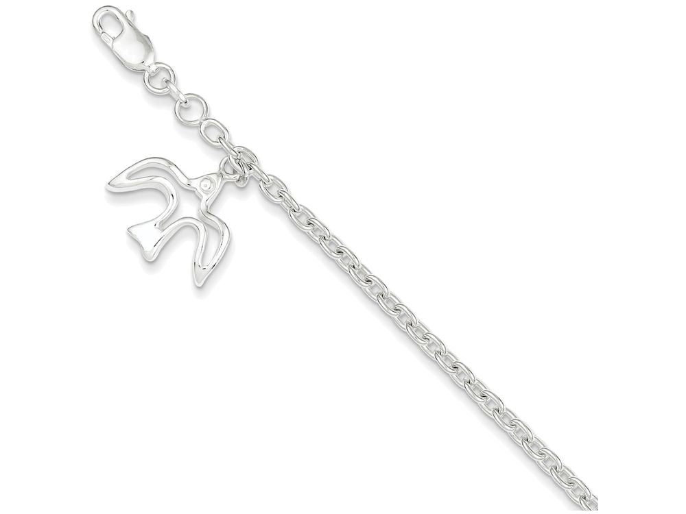 FJC Finejewelers Sterling Silver Dove Charm Bracelet