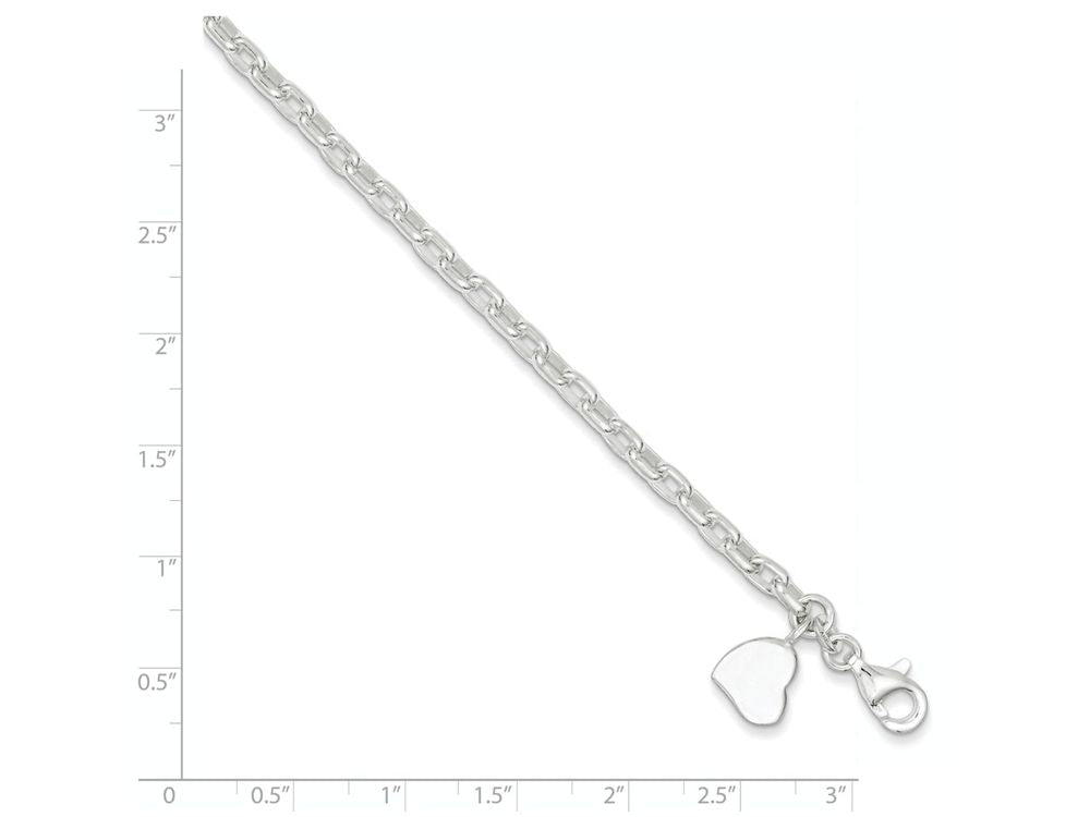 FJC Finejewelers Sterling Silver Small Oval Rolo With Solid Heart Bracelet