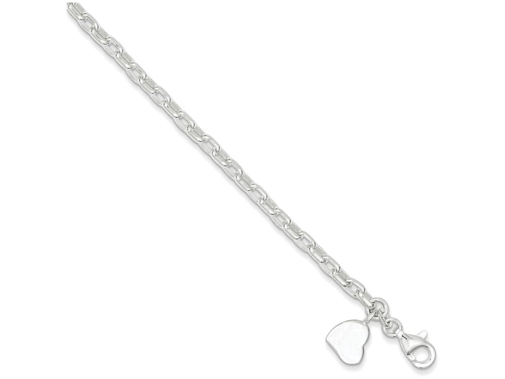 FJC Finejewelers Sterling Silver Small Oval Rolo With Solid Heart Bracelet