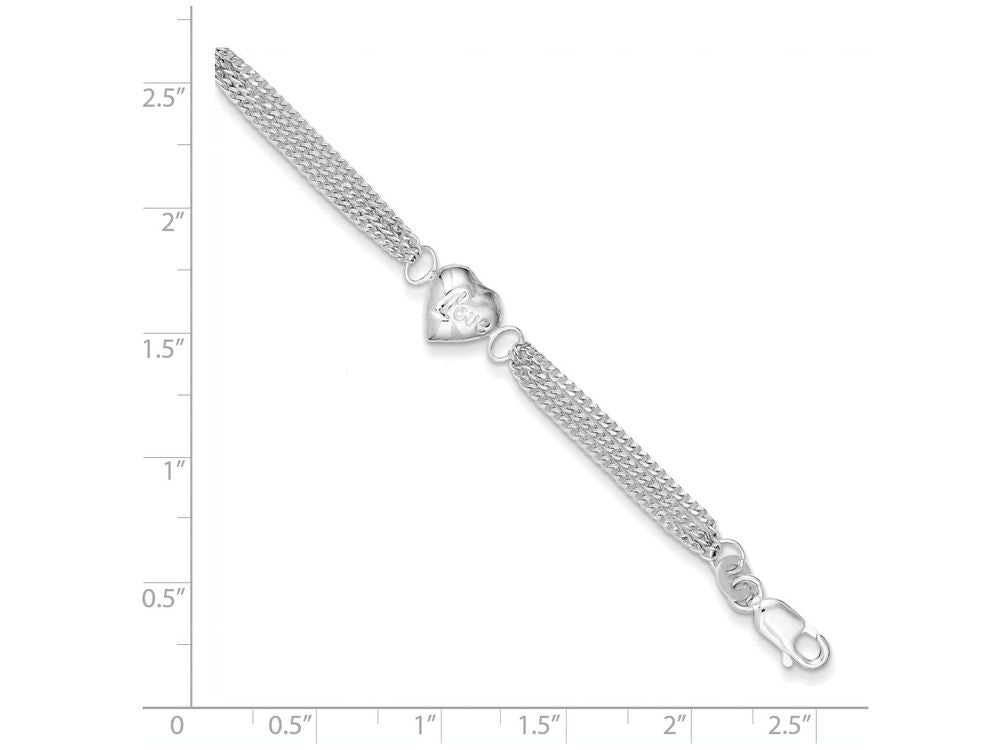 FJC Finejewelers Sterling Silver Heart With Love Bracelet