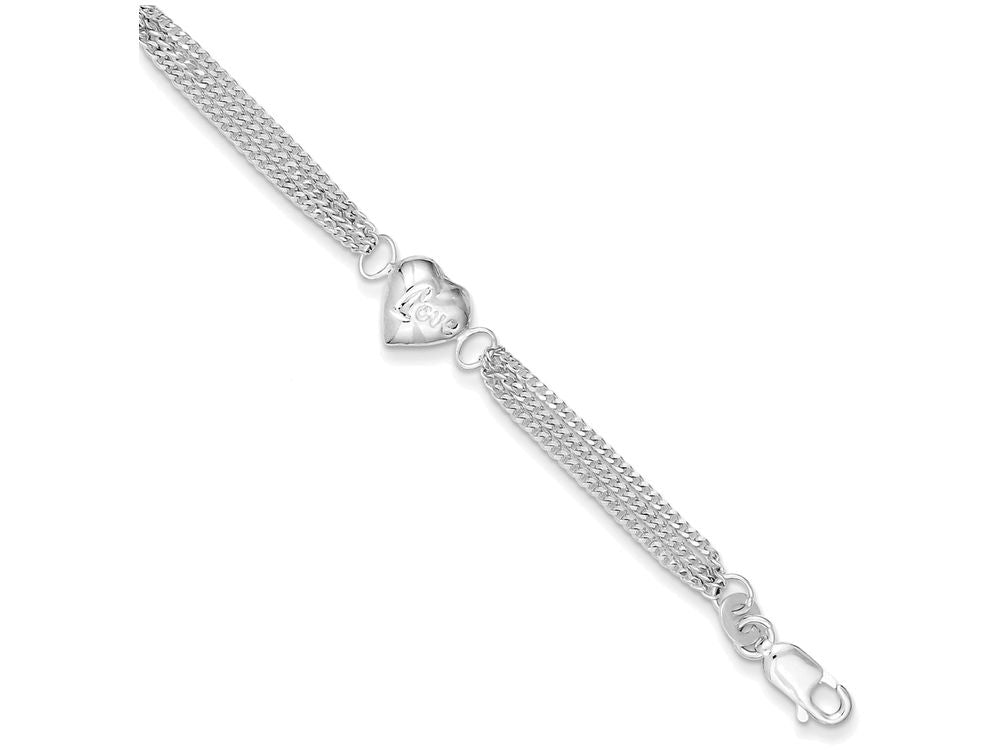 FJC Finejewelers Sterling Silver Heart With Love Bracelet