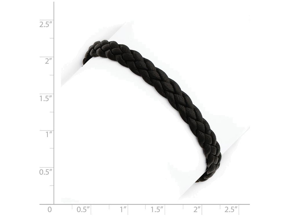 FJC Finejewelers Sterling Silver Black Braided Leather Bracelet