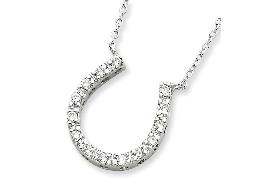 FJC Finejewelers Sterling Silver Cubic Zirconia Horse Shoe Necklace