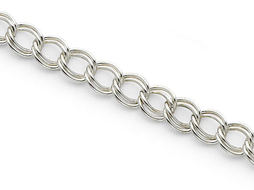 Amore LaVita Sterling Silver 6mm Double Link Charm Bracelet 7 inches (6.0mm)