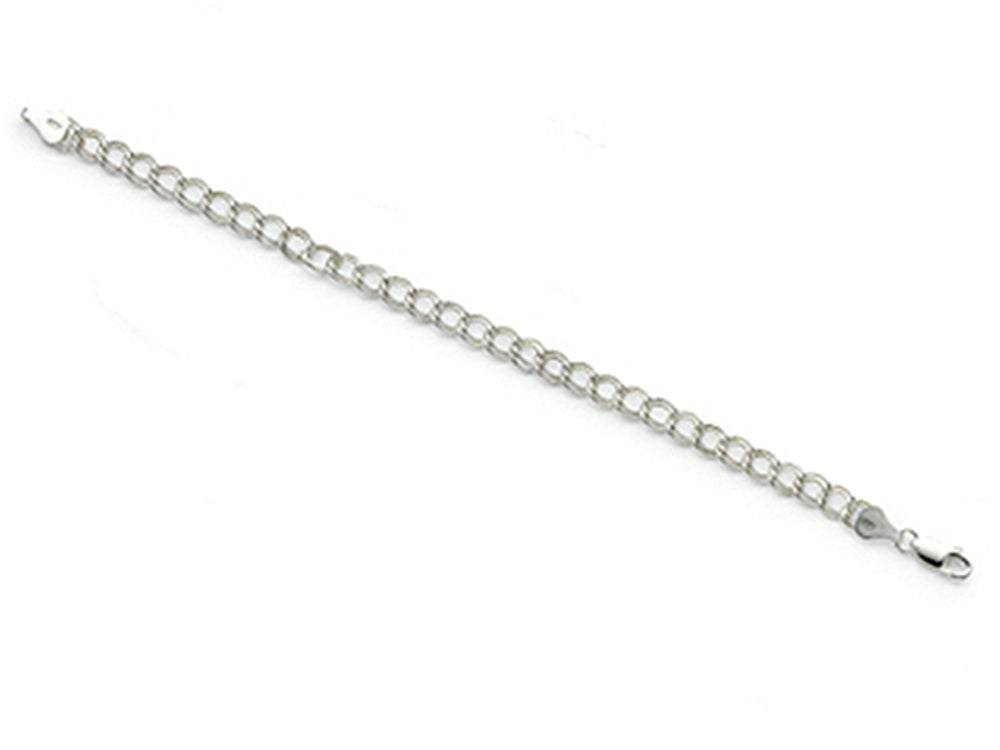 Amore LaVita Sterling Silver 6mm Double Link Charm Bracelet 8 inches (6.0mm)