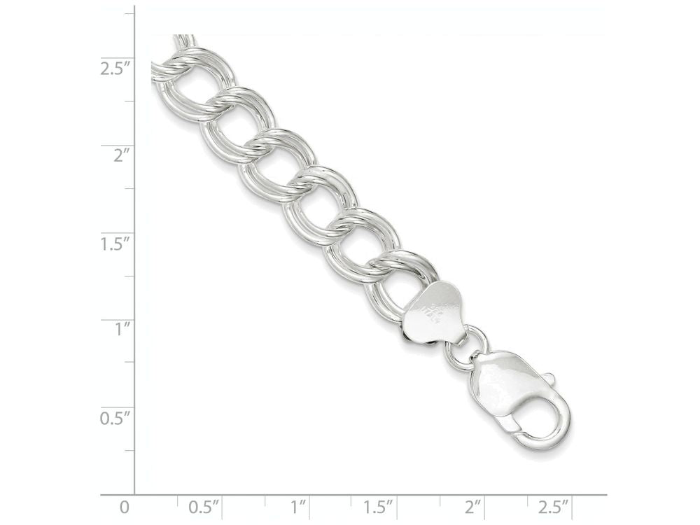 FJC Finejewelers Sterling Silver 10.5mm Double Link Charm Bracelet