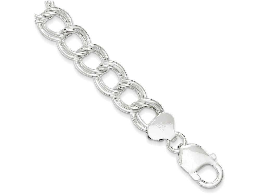 FJC Finejewelers Sterling Silver 10.5mm Double Link Charm Bracelet