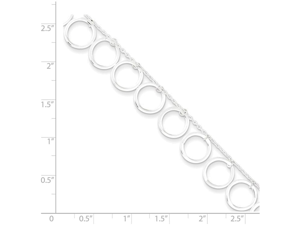 FJC Finejewelers Sterling Silver Dangle Circles Anklet