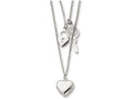 FJC Finejewelers Sterling Silver Double Heart and Key Necklace