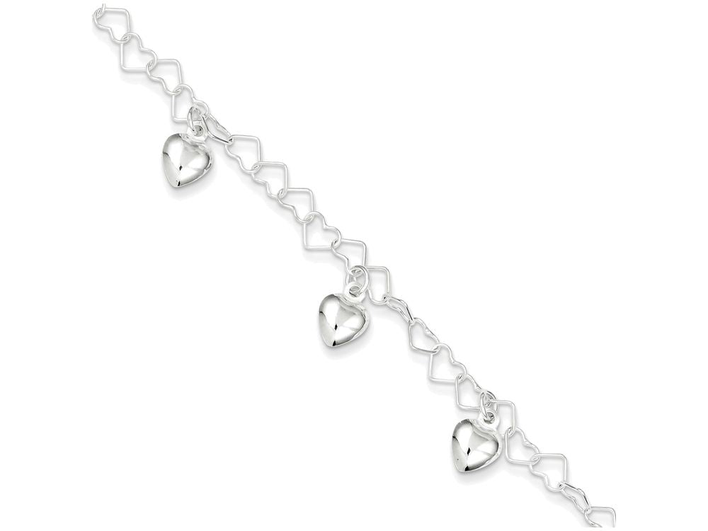 FJC Finejewelers Sterling Silver Dangling Heart Bracelet