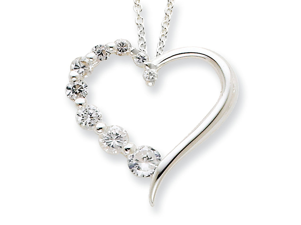 FJC Finejewelers Sterling Silver Cubic Zirconia Heart Journey Necklace