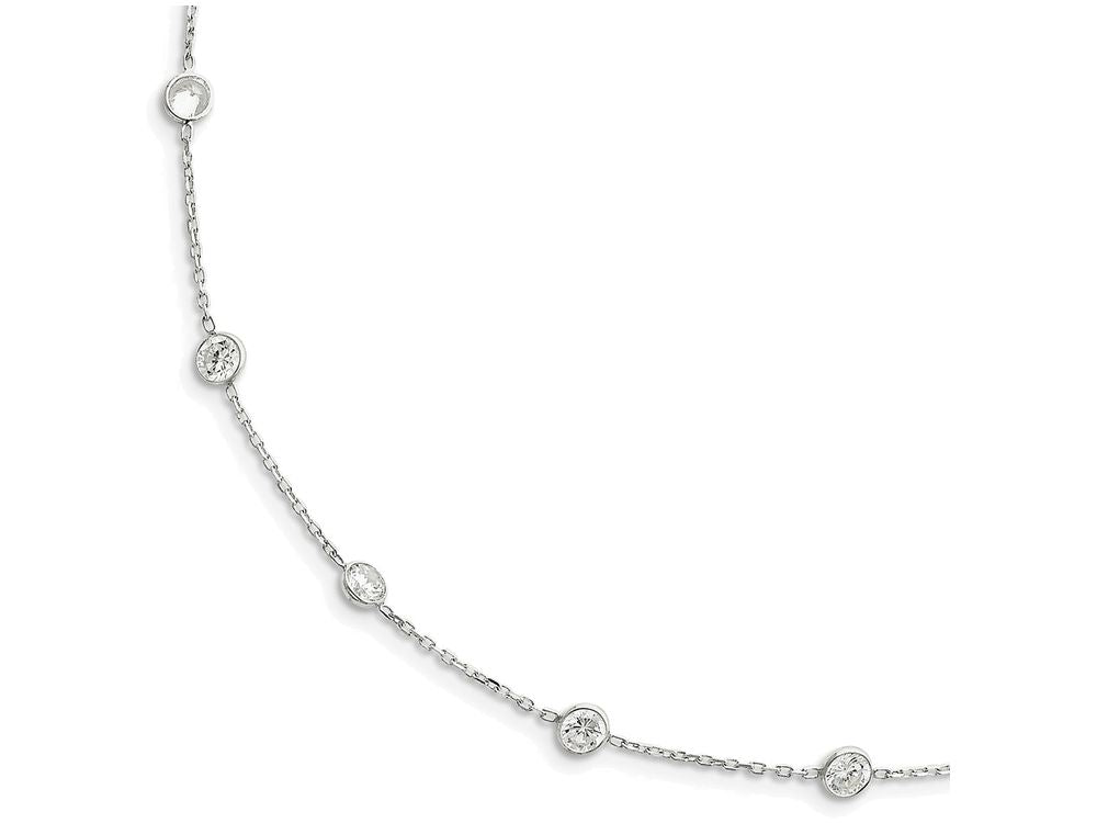 FJC Finejewelers Sterling Silver Clear 4mm Cubic Zirconia Necklace