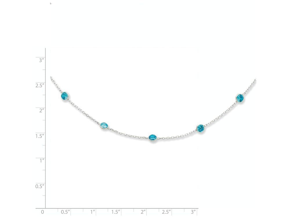 FJC Finejewelers Sterling Silver Aqua Cubic Zirconia Necklace