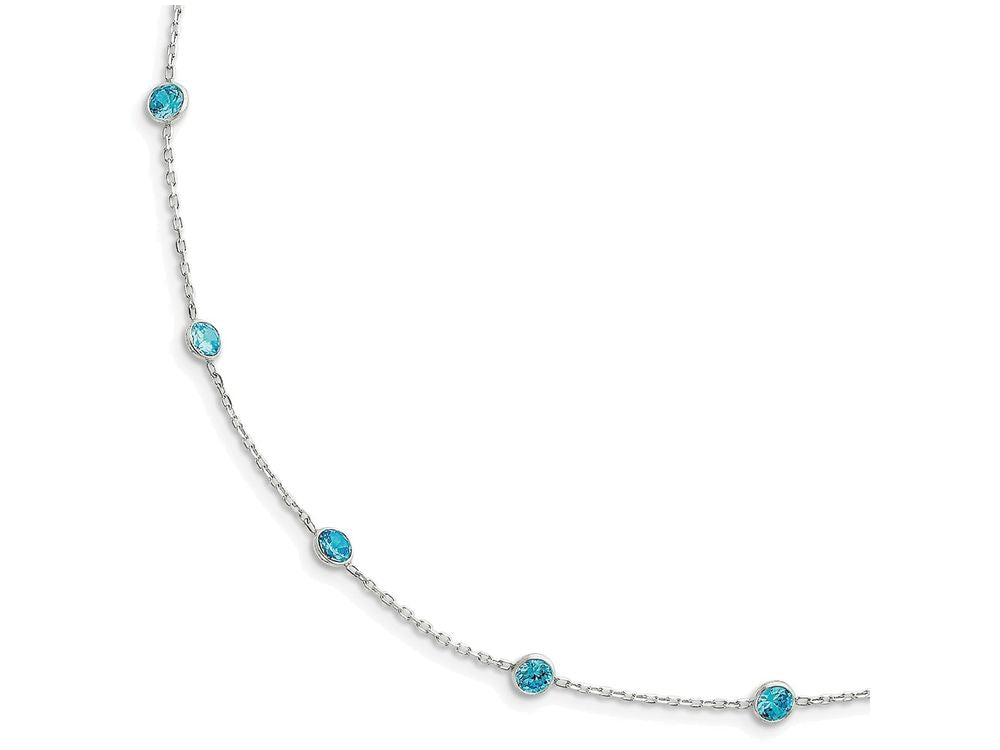 FJC Finejewelers Sterling Silver Aqua Cubic Zirconia Necklace