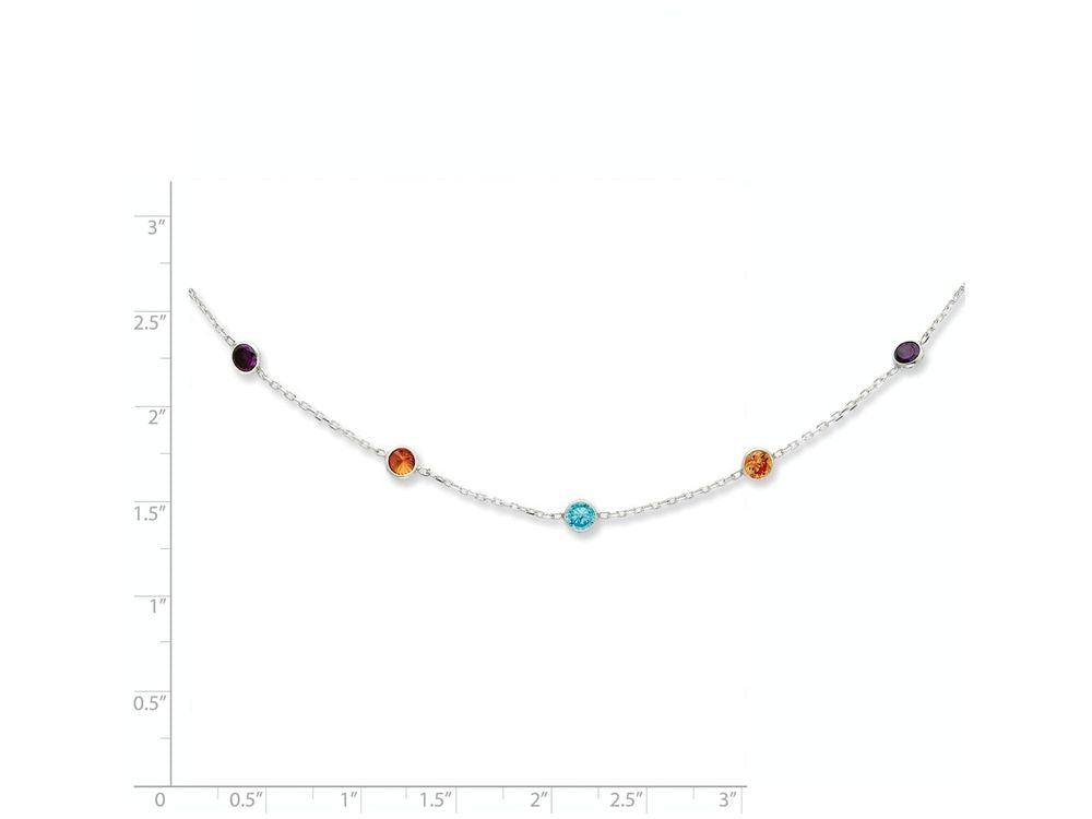 FJC Finejewelers Sterling Silver Multi-color Cubic Zirconia Necklace