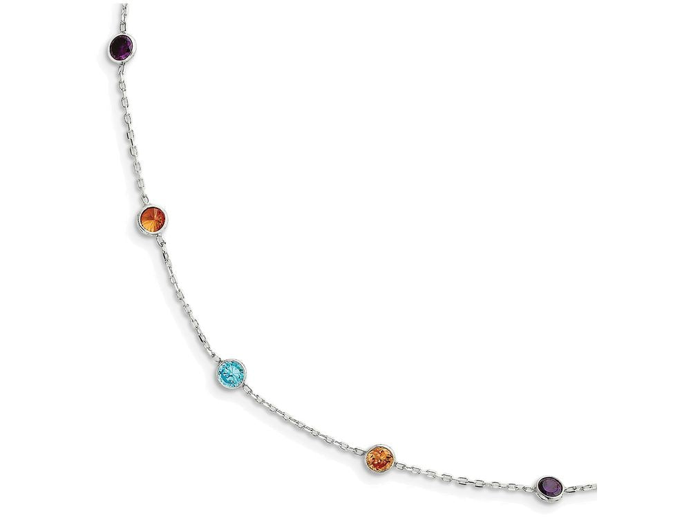FJC Finejewelers Sterling Silver Multi-color Cubic Zirconia Necklace