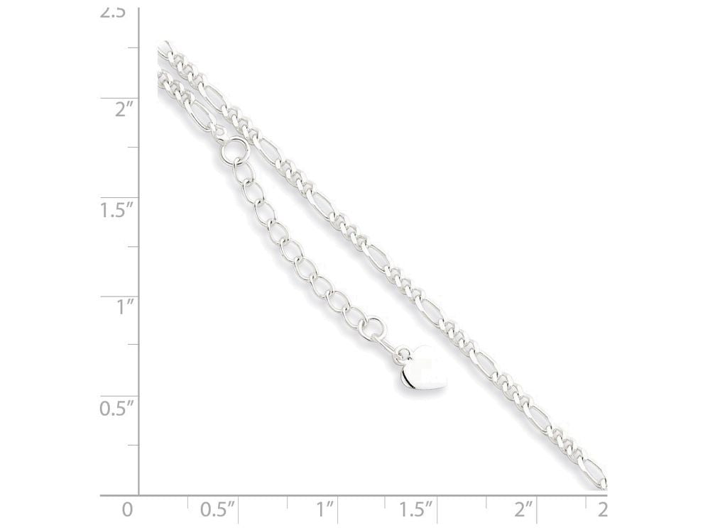 FJC Finejewelers Sterling Silver D/c and Polished Figaro Anklet
