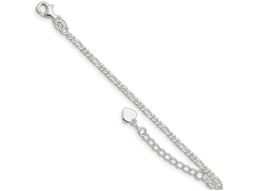 FJC Finejewelers Sterling Silver D/c and Polished Figaro Anklet