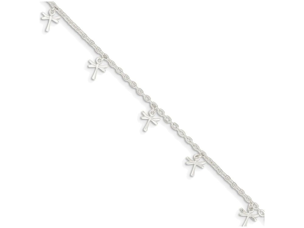 FJC Finejewelers Sterling Silver Polished Dragonfly With 1in Ext. Anklet