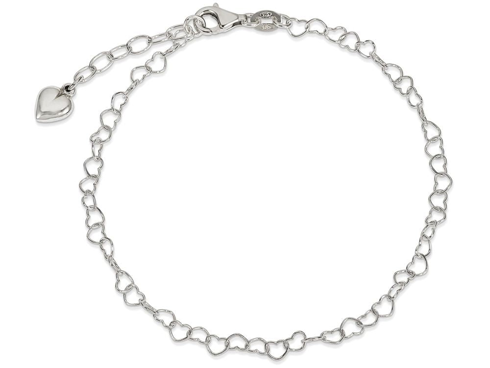 FJC Finejewelers Sterling Silver Polished Puffed Heart With 1in Ext. Anklet