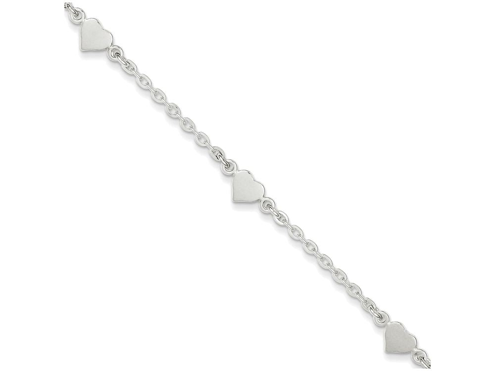 FJC Finejewelers Sterling Silver 9 Polished Heart With 1in Ext. Anklet