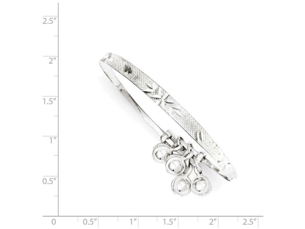 FJC Finejewelers Sterling Silver Bright Cut and Textured Bell Children's Adjustable Bangle