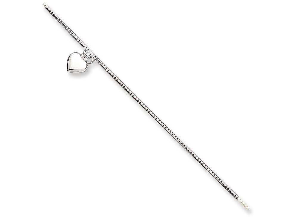 FJC Finejewelers Sterling Silver 10inch Polished 3-dimensional Puffed Heart Anklet
