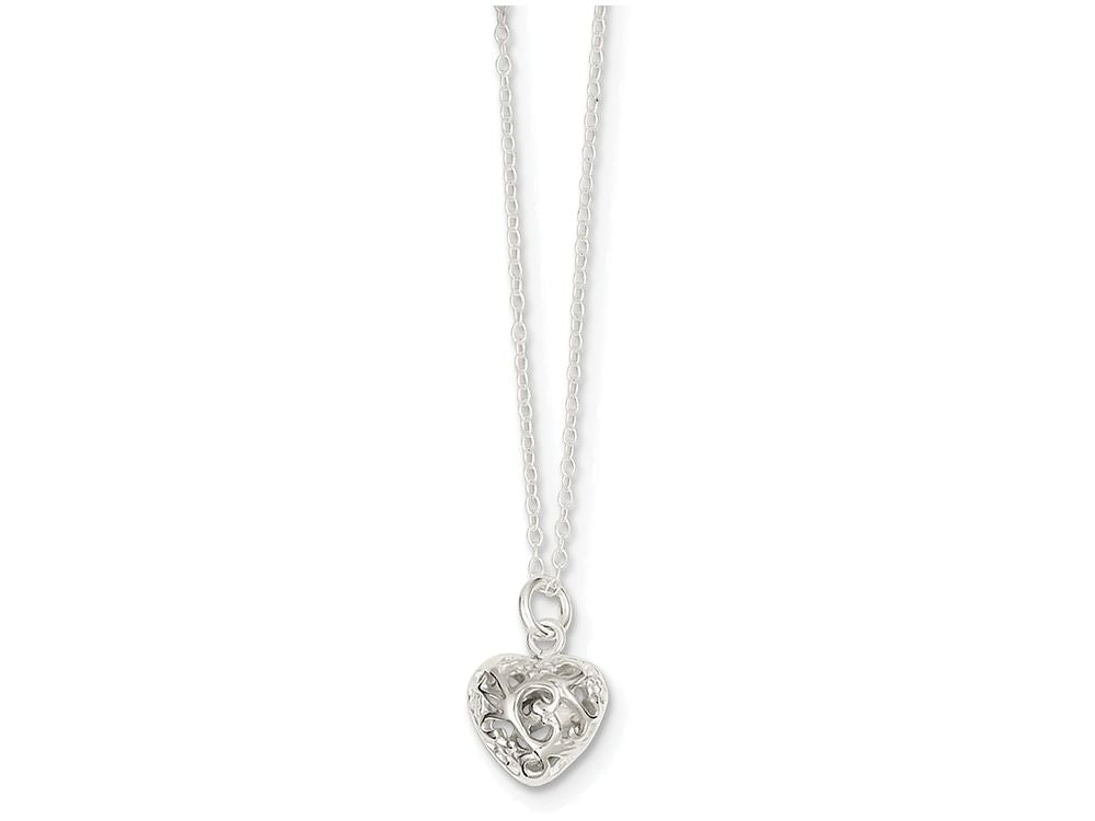 FJC Finejewelers Sterling Silver Polished Puffed Heart Necklace