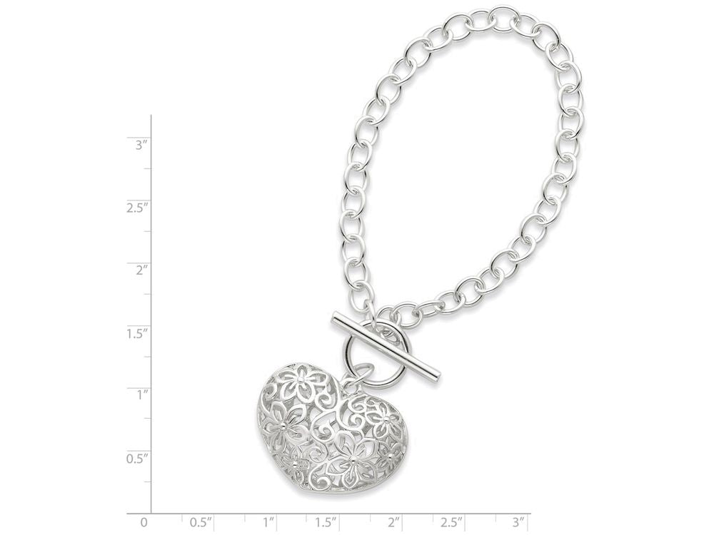 FJC Finejewelers Sterling Silver Puffed Heart Toggle Bracelet