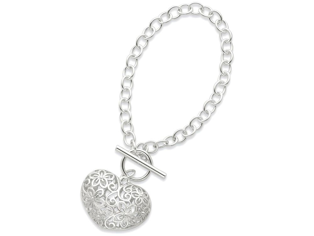 FJC Finejewelers Sterling Silver Puffed Heart Toggle Bracelet