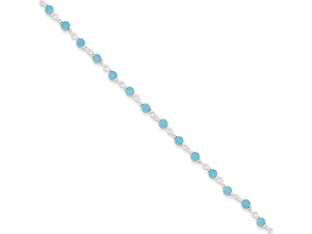 FJC Finejewelers Sterling Silver Blue Stone Polished Bracelet